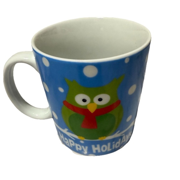 Pier 1 Owls Blue and Green Holiday Mug - Picture 2 of 3